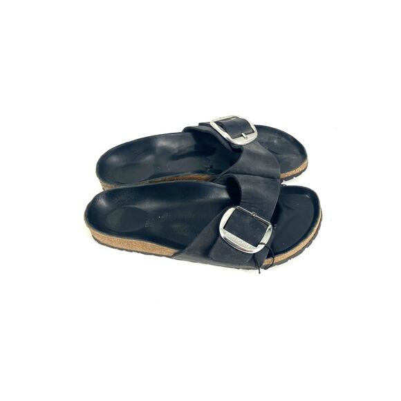 Birkenstock Women's Madrid Big Buckle Sandals in Black - Picture 1 of 5